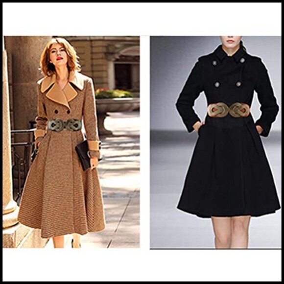 Vintage Stretchy Elastic Wide Waist Belt Metal Interlock Buckle Classic Retro
